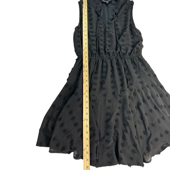 New Sweet Wanderer Dress Sz M Black Sheath Midi Fit Flare Pom Pom Polka Dot NWT - Picture 6 of 10